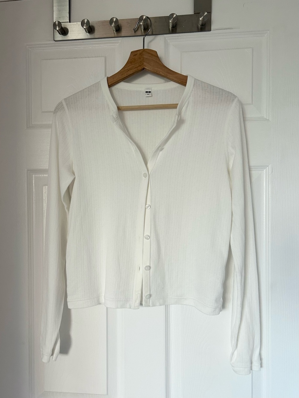 Uniqlo Pointelle White Button-Up Cardigan - size S